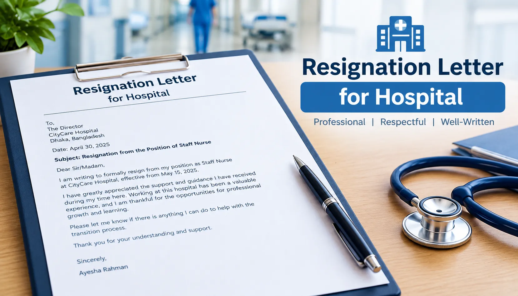 resignation letter for hospital