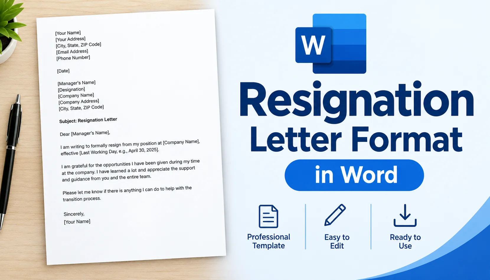 resignation letter format word